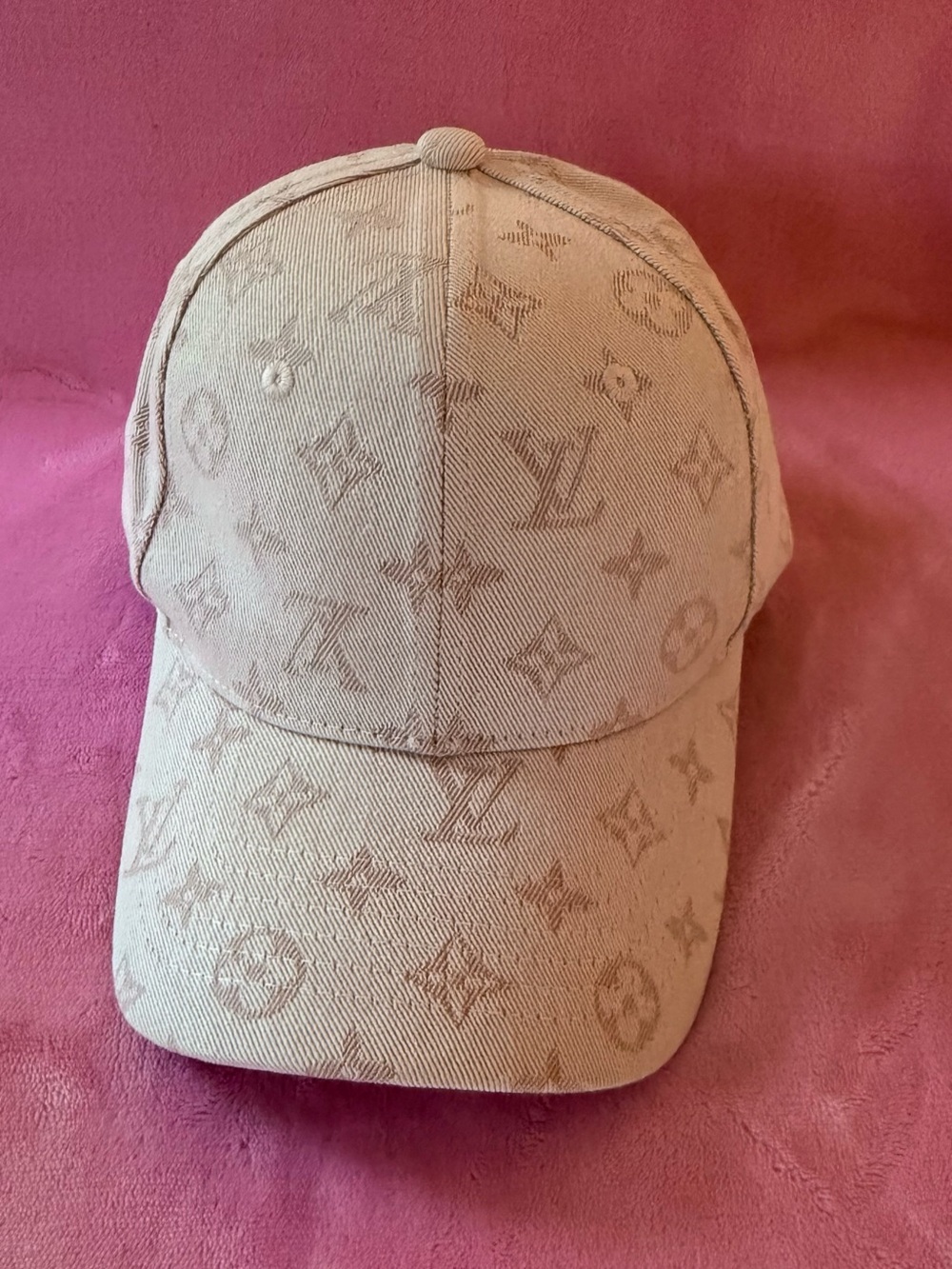 Louis Vuitton Beige Monogram Embossed Baseball Cap